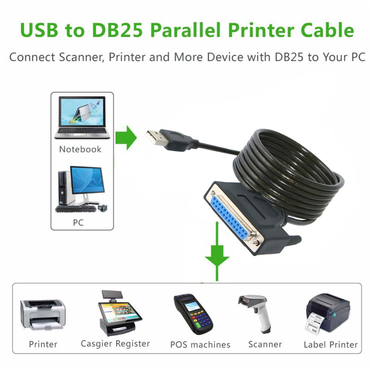  تبدیل USB به 25 پین ماده پارالل