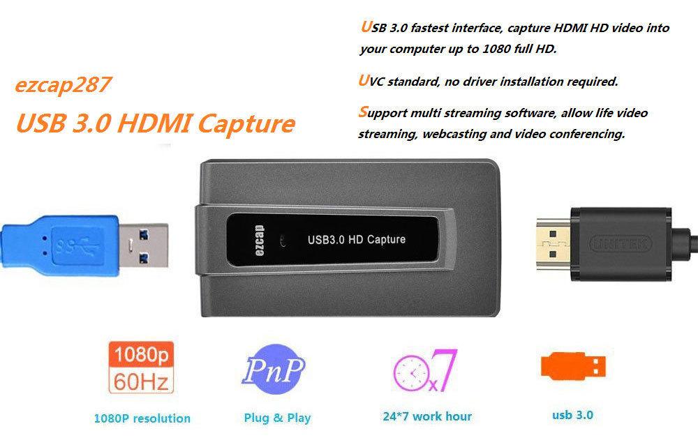 کارت کپچر حرفه ای اکسترنال HDMI با پورت USB 3.0 مدل Ezcap 287