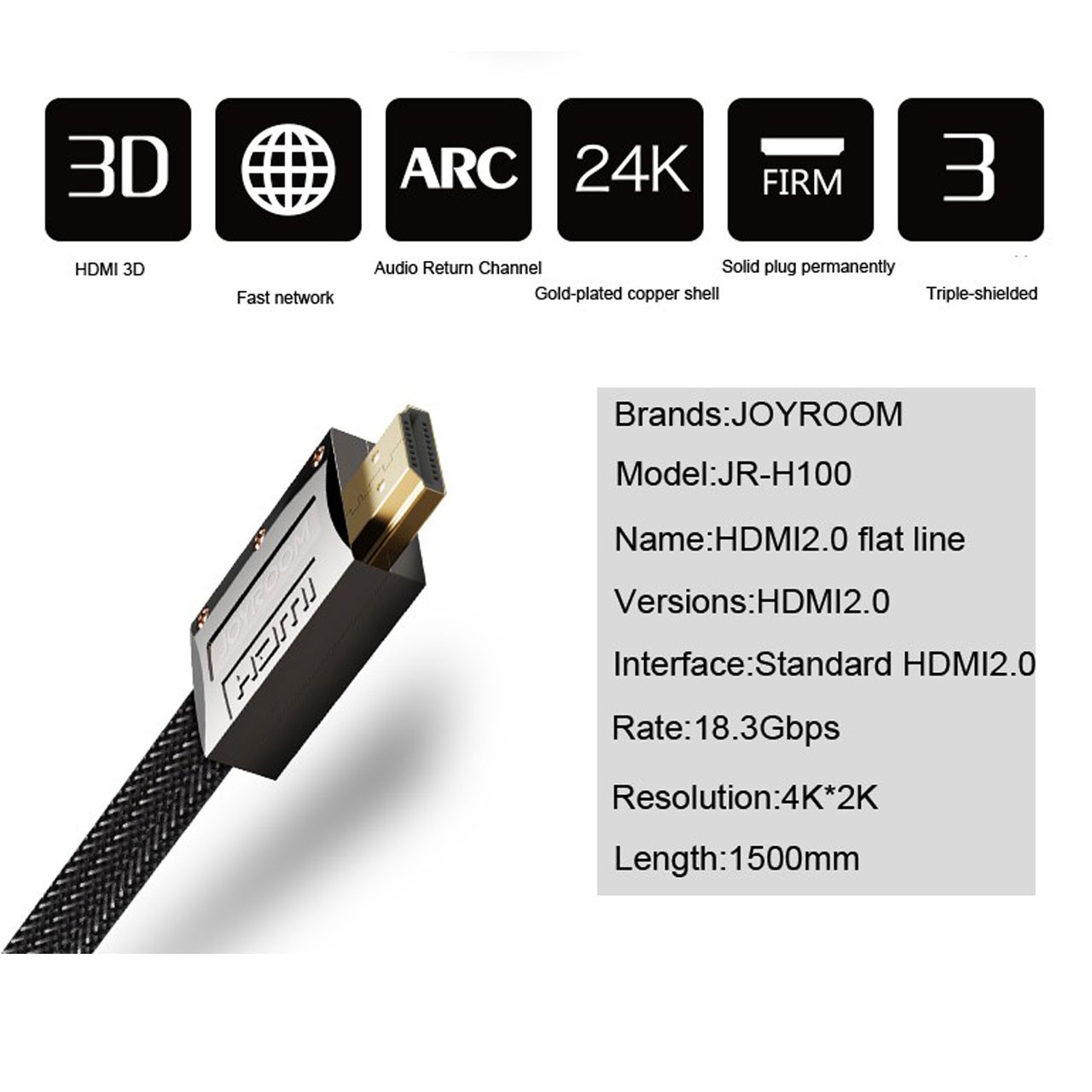 کابل ورژن 2 مارک Joyroom با قابلیت تکنولوژی ARC و انتقال تصاویر UHD 4K