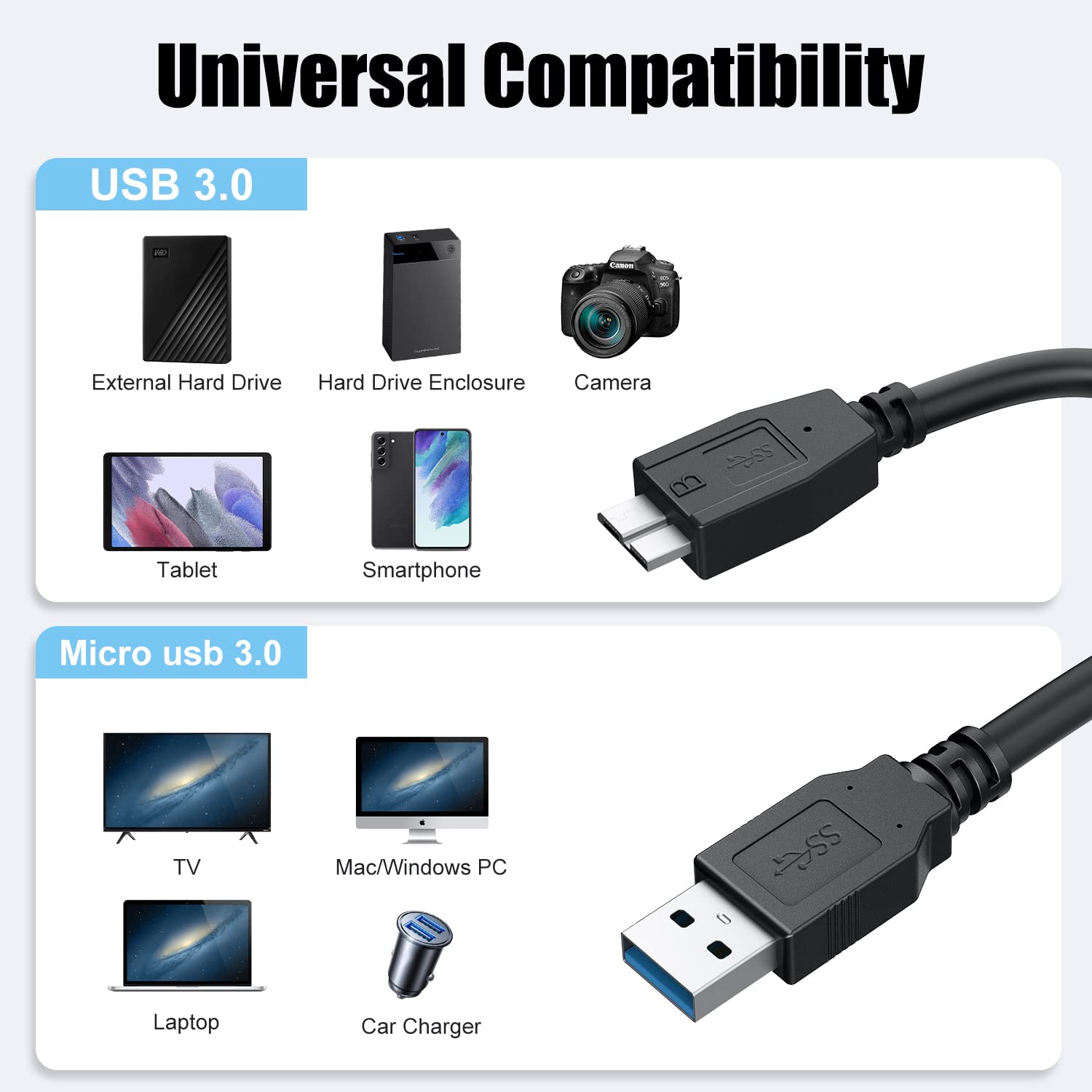  کابل هارد اکسترنال USB 3.0 طول 30 سانتی متر