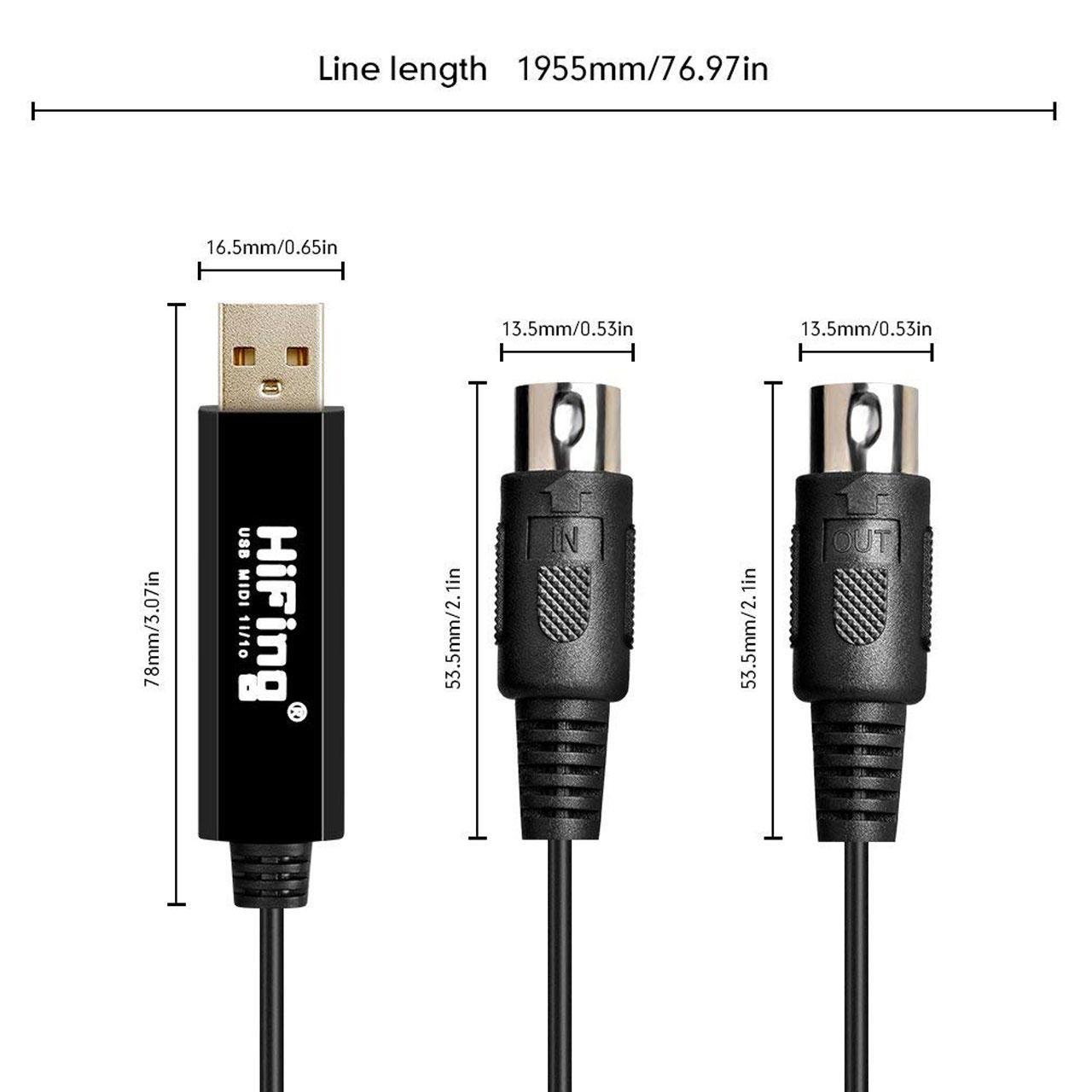 کابل تبدیل USB به MIDI برند هایفینگ سری 5