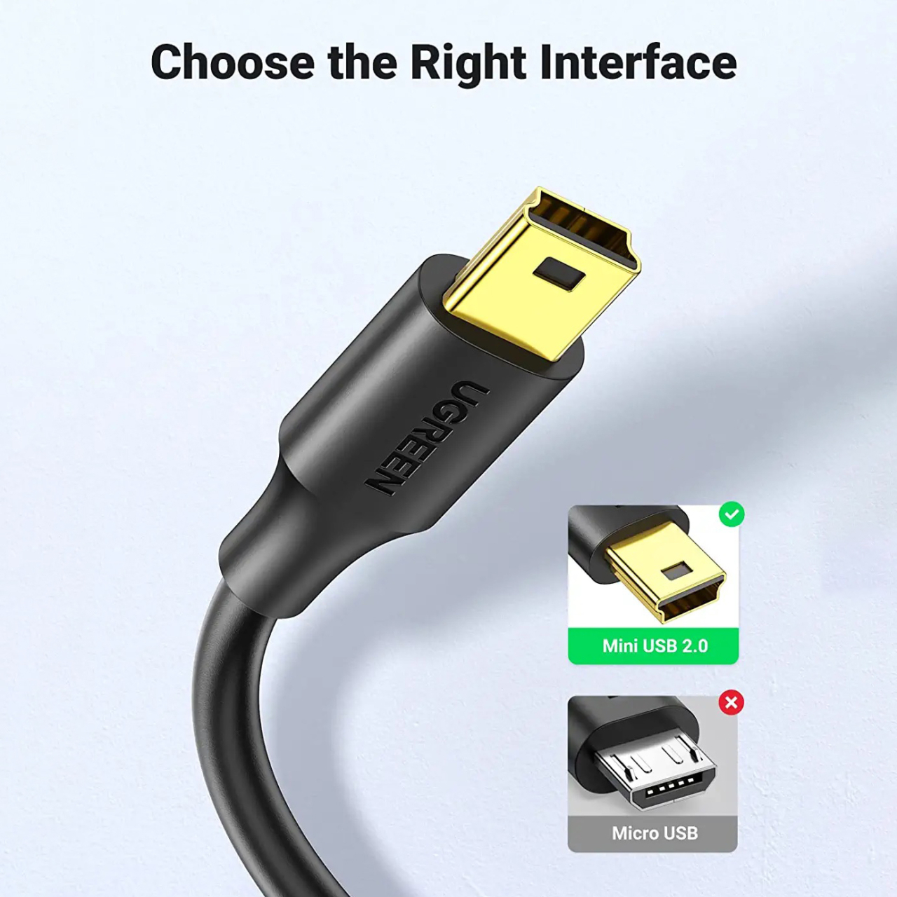 کابل Mini USB یوگرین US132/10356 طول 3 متر