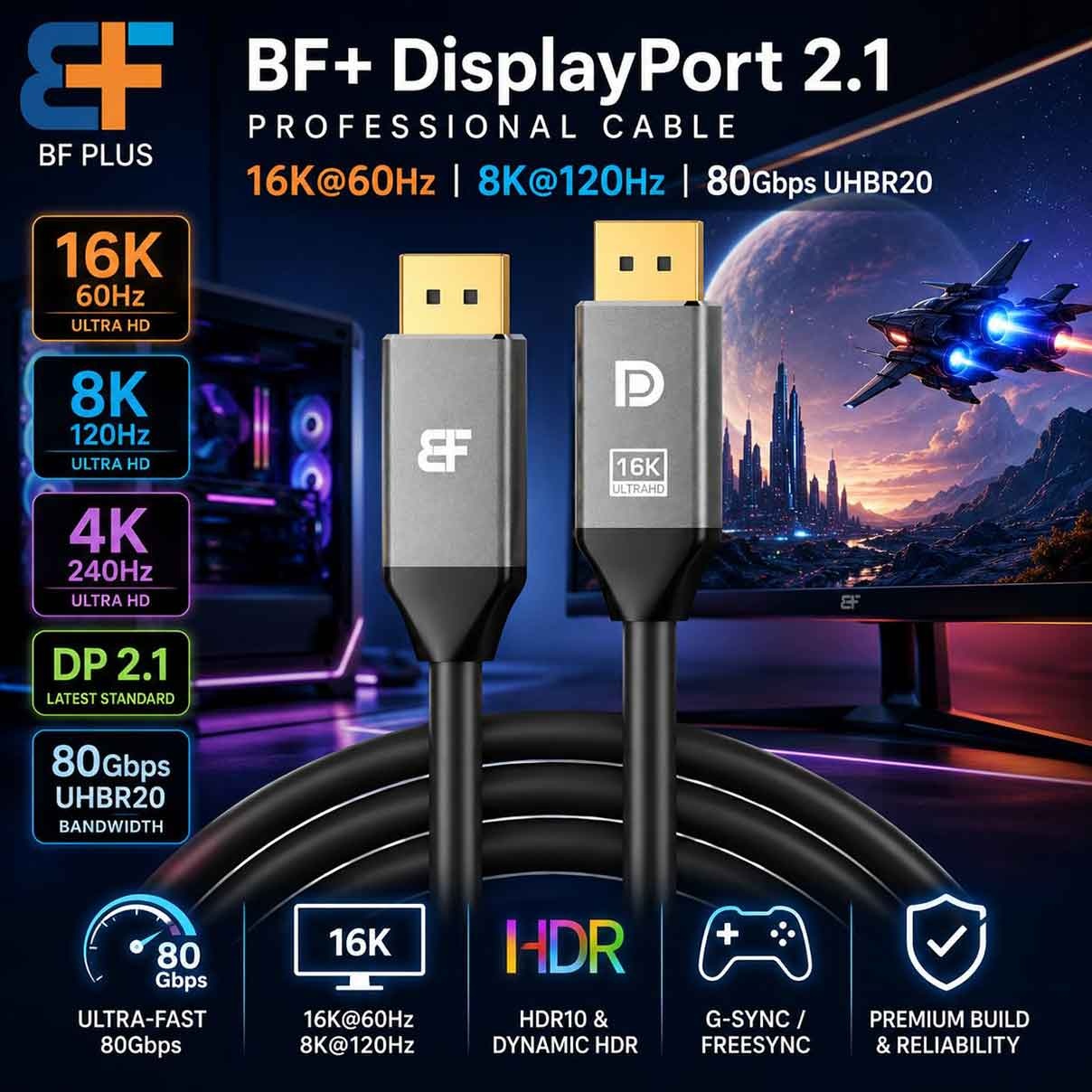 کابل دیسپلی ورژن 2.1 برند BF PLUS