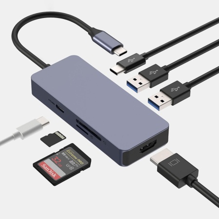 هاب TYPE C هفت پورت هاپدی مدل HB037B