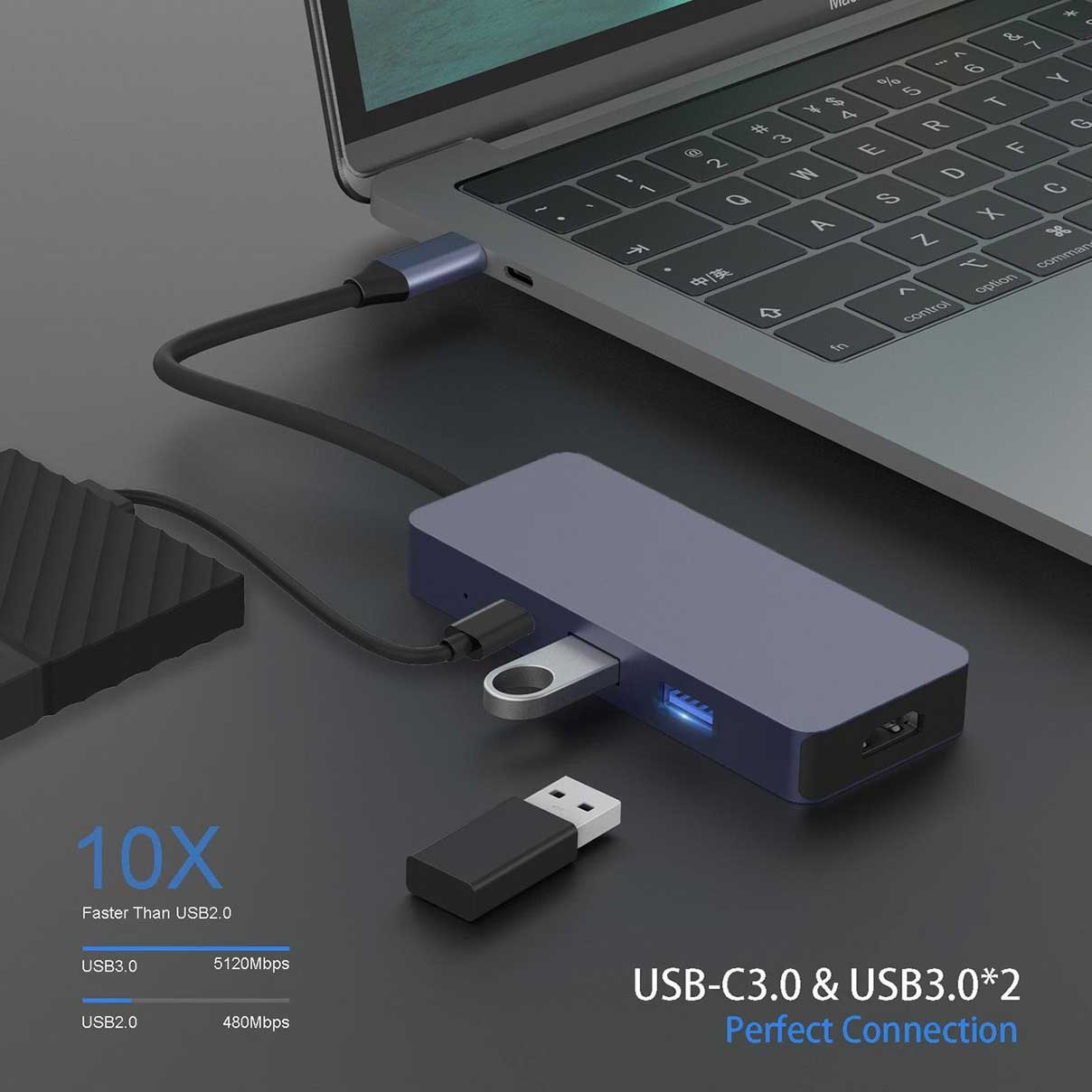 هاب TYPE C هفت پورت هاپدی مدل HB037B
