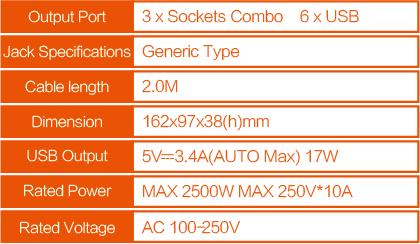 سه راهی برق LDNIO به همراه 6 خروجی شارژر USB مدل SC3604