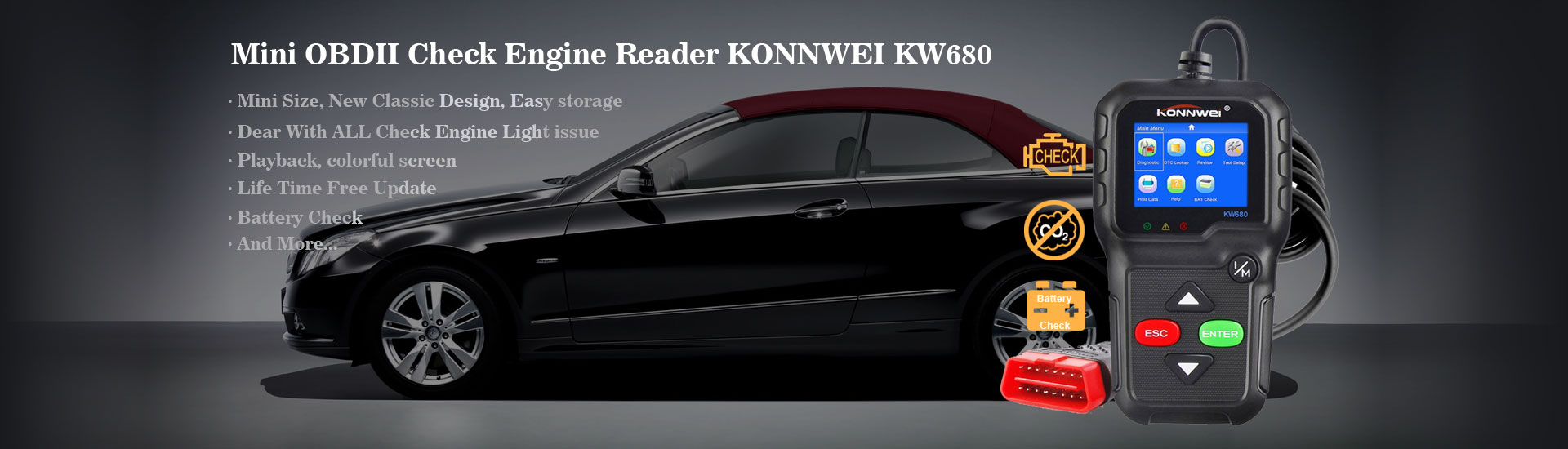 دستگاه دیاگ حرفه ای خودرو برند KONNWEI مدل KW680