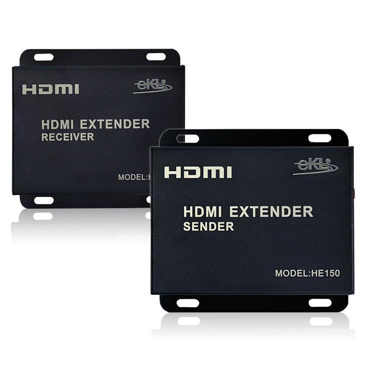 دستگاه اکستندر افزایش طول HDMI تا 150 متر با یک رشته کابل شبکه مارک EKL به همراه استفاده کنترل از راه دور مدل EKL-HE150